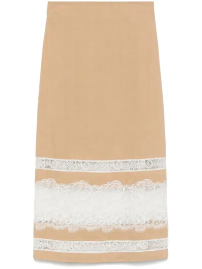 Lorena Antoniazzi Lace-trimmed Midi Shirt In Neutrals