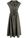 Lorena Antoniazzi Lace-up Midi Cotton Dress In Green