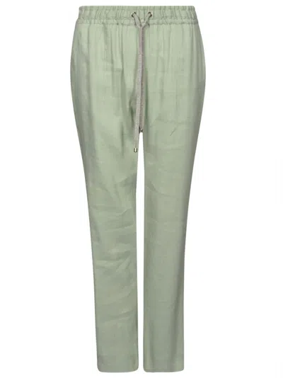 Lorena Antoniazzi Laced Ribbed Trousers In Green