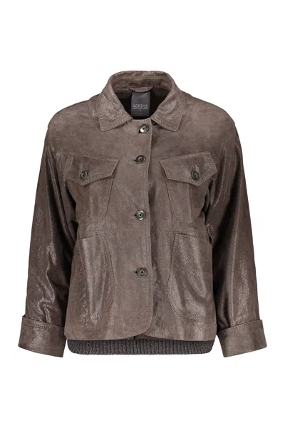 Lorena Antoniazzi Leather Jacket In Brown