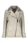 Lorena Antoniazzi Leather Jacket In Grey