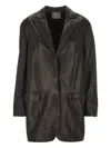 Lorena Antoniazzi Leather Single-breasted Coat In Black