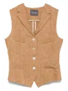 Lorena Antoniazzi Linen Waistcoat In Brown