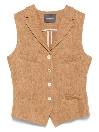 Lorena Antoniazzi Linen Waistcoat In Brown