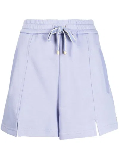 Lorena Antoniazzi Logo-embroidery Cotton Track Shorts In Blue