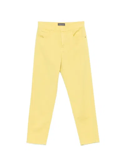 Lorena Antoniazzi Logo-patch Straight-leg Trousers In Yellow