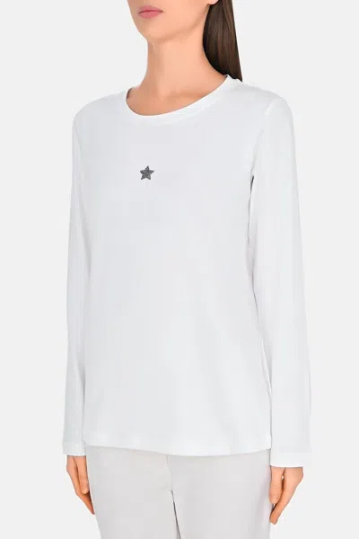Lorena Antoniazzi Long Sleeve Star Tee In Off White