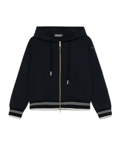 Lorena Antoniazzi Long-sleeved Hooded Sweatshirt In Blue