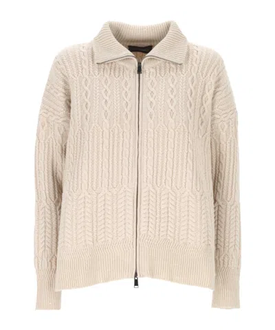 Lorena Antoniazzi Long-sleeve Cardigan In Nude