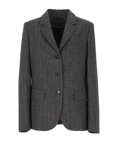 Lorena Antoniazzi Herringbone-pattern Wool-blend Blazer In Multi