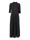 Lorena Antoniazzi Pleated Zip-front Maxi Dress In Black
