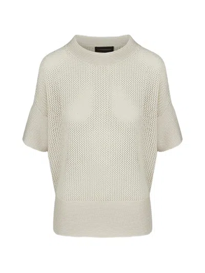 Lorena Antoniazzi Open-knit Short-sleeve Sweater In Orange