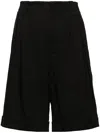 Lorena Antoniazzi Pleat-detail Linen Blend Shorts In Black