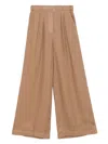 Lorena Antoniazzi Camel Brown Pleat-detailing Trousers In Brown