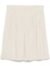 Lorena Antoniazzi Pleated High-waisted Beige Linen Shorts In Multi
