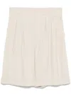 Lorena Antoniazzi Pleated High-waisted Beige Linen Shorts In Neutral
