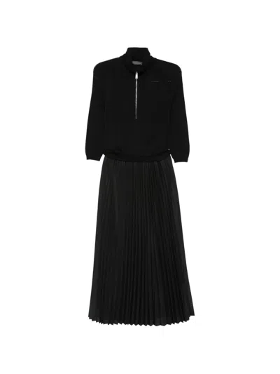 Lorena Antoniazzi Pleated Zip-fastening Maxi Dress In Black