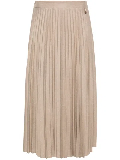 Lorena Antoniazzi Plissé Midi Skirt In Neutrals