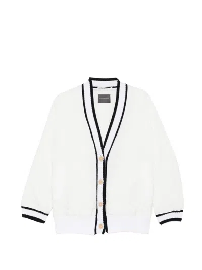 Lorena Antoniazzi Quilted V-neck Jacket In White