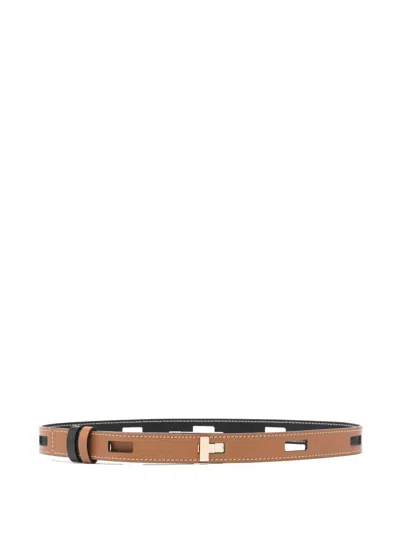 Lorena Antoniazzi Reversible Leather Belt In Brown