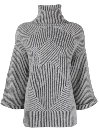 LORENA ANTONIAZZI LORENA ANTONIAZZI RIBBED KNIT TURTLENECK SWEATER WITH STAR PATTERN