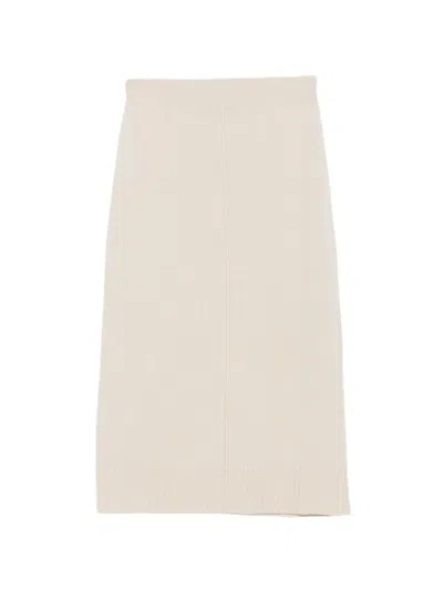 Lorena Antoniazzi Ribbed-trim Knitted Midi Skirt In Neutral