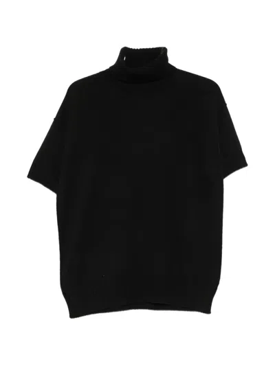 Lorena Antoniazzi Roll-neck Short-sleeve Sweater In Black