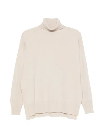 Lorena Antoniazzi Roll-neck Side-slit Sweater In Pink