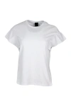 LORENA ANTONIAZZI ROUND NECK T-SHIRT IN COTTON JERSEY WITH FLARED CAP SLEEVES