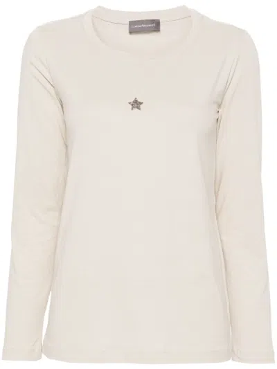 Lorena Antoniazzi Sagittarius Crystal-embellished T-shirt In Neutrals