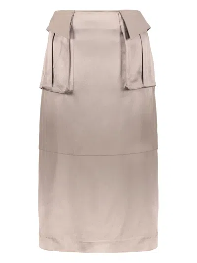 Lorena Antoniazzi Satin Skirt In Khaki
