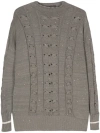 LORENA ANTONIAZZI SEQUIN-EMBELLISHED CABLE-KNIT JUMPER