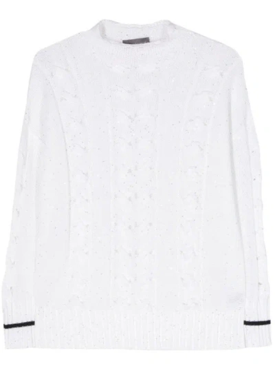 Lorena Antoniazzi Sequin-embellished Cable-knit Jumper In White