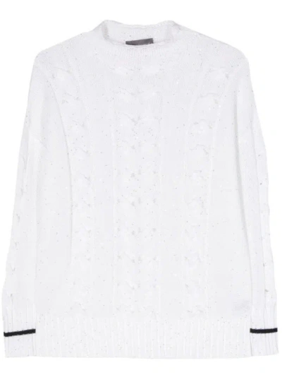 LORENA ANTONIAZZI SEQUIN-EMBELLISHED CABLE-KNIT JUMPER