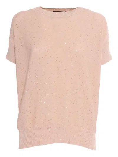 Lorena Antoniazzi Sequin-embellished Knit Top In Pink