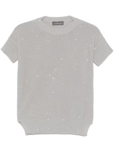 Lorena Antoniazzi Sequin-embellished T-shirt In Grey