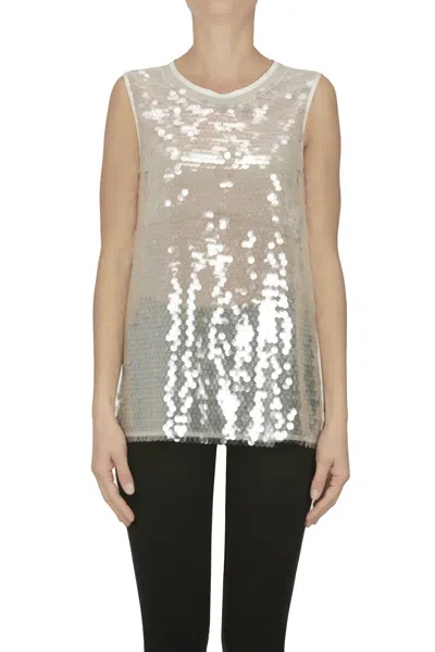 Lorena Antoniazzi Sequined Top In Silver