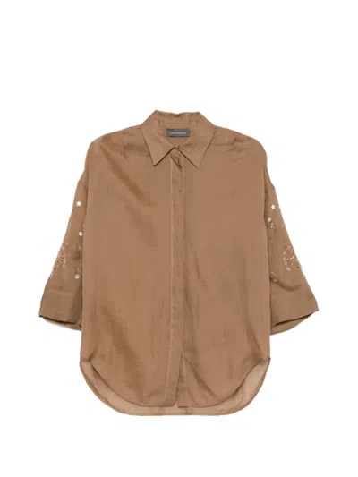 Lorena Antoniazzi Sequin-embellished Shirt In Brown