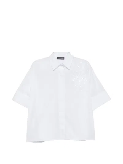 Lorena Antoniazzi Sequin-embellished Short-sleeve Shirt In White