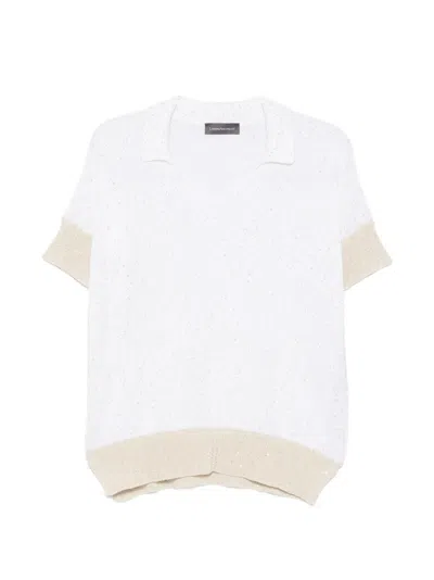 Lorena Antoniazzi Sequin-embellished V-neck Sweater In White