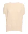 Lorena Antoniazzi Short-sleeved Knitted T-shirt In Nude