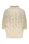 Lorena Antoniazzi Short-sleeved Turtleneck Sweater In Ivory