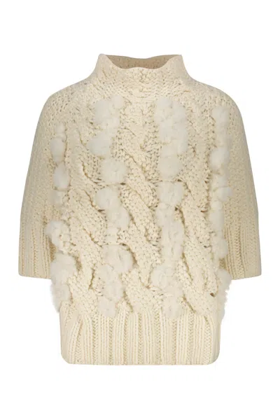Lorena Antoniazzi Short-sleeved Turtleneck Sweater In White