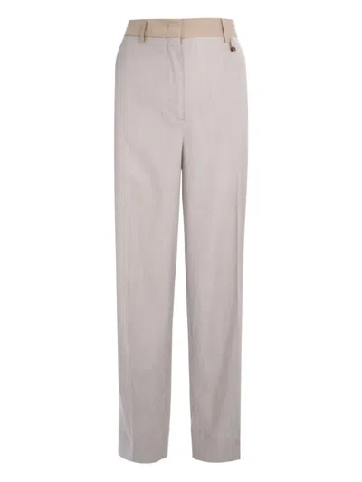 Lorena Antoniazzi Side-stripe Wool Trousers In Neutral