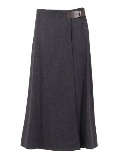 Lorena Antoniazzi Belted A-line Skirt In Gray