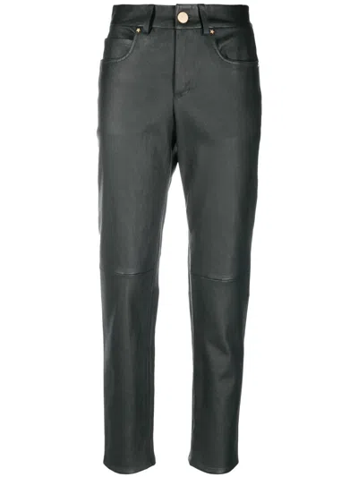 Lorena Antoniazzi Slim-cut Leather Trousers In Grün