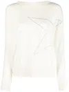 Lorena Antoniazzi Star-appliqué Boat-neck Jumper In Weiss