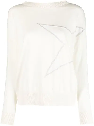 Lorena Antoniazzi Star-appliqué Boat-neck Jumper In Weiss