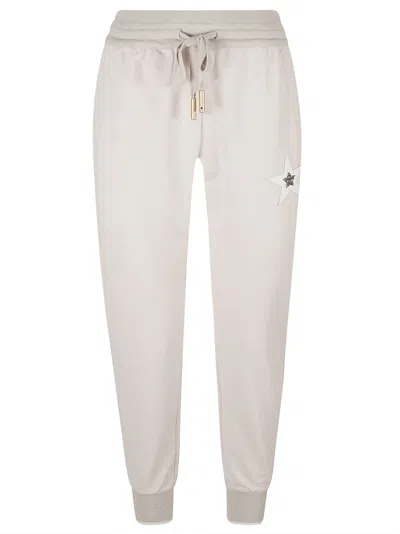 Lorena Antoniazzi Star Patched Elastic Waist Track Pants In Light Grey