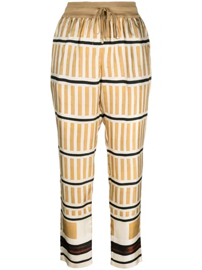 Lorena Antoniazzi Stripe-print Cropped Trousers In Neutrals